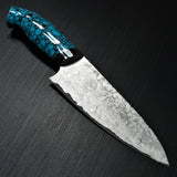 Saji Takeshi SG2 Super Gold 2 Damascus Matte Finish Petty Knife 150mm Blue Turquoise