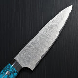Saji Takeshi SG2 Super Gold 2 Damascus Matte Finish Petty Knife 150mm Blue Turquoise
