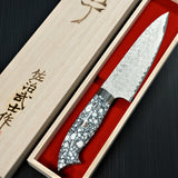Saji Takeshi SG2 Super Gold 2 Damascus Matte Finish Petty Knife 150mm White Turquoise