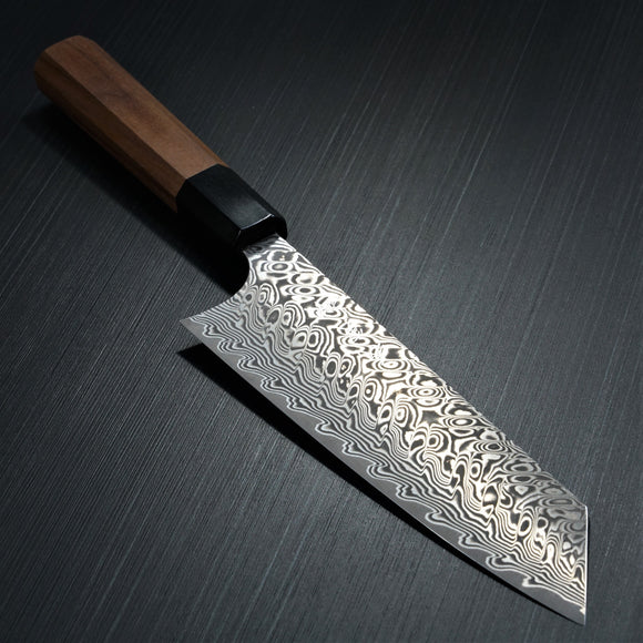 Yoshimi Kato Super Gold 2 SG2 V-shape Black Damascus Bunka Knife Water Buffalo Walnut