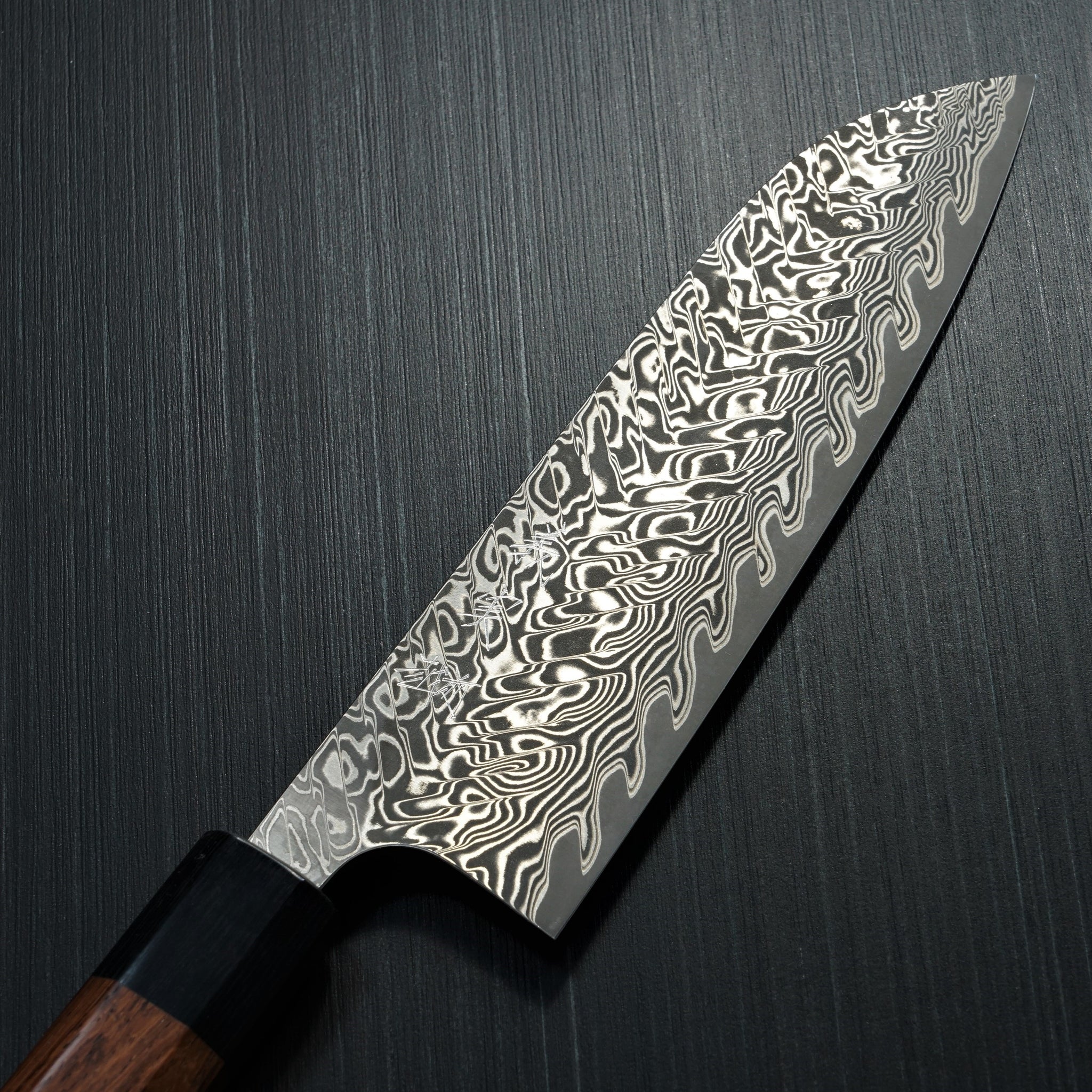 Yoshimi Kato Super Gold 2 SG2 V-shape Black Damascus Santoku Knife