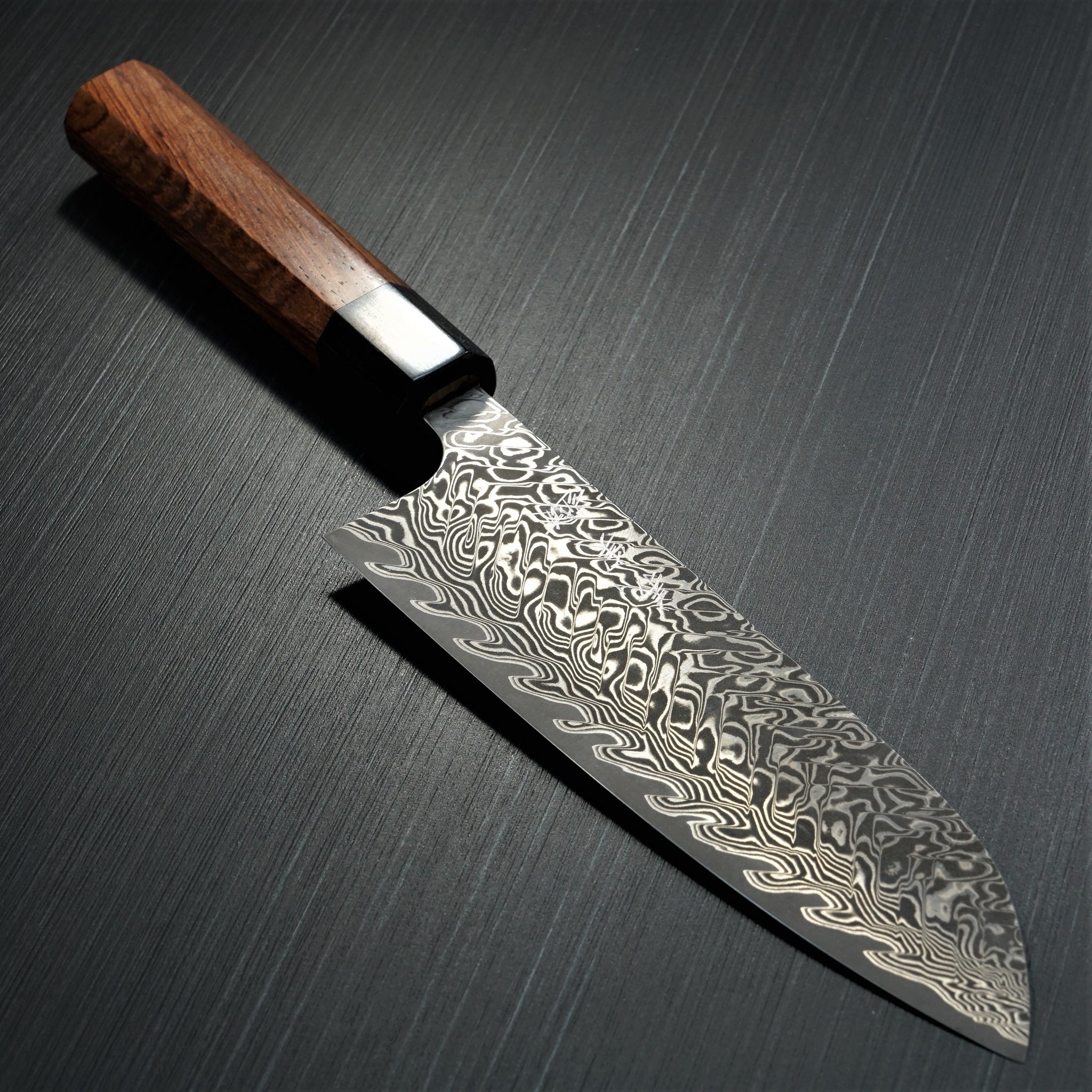 Yoshimi Kato Super Gold 2 SG2 V-shape Black Damascus Santoku Knife