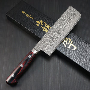 KATO VG10 63Layers Damascus Black Finish Nakiri Knife