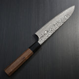 Yoshimi Kato Super Gold 2 SG2 V-shape Black Damascus Gyuto Chef Knife 180mm Water Buffalo Walnut