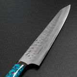 Saji Takeshi SRS13 Hammered Damascus Sujihiki 270mm Blue Turquoise