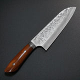 Saji Takeshi SRS13 Hammered Damascus Santoku Knife 180mm Ironwood