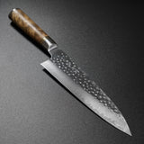 Saji Takeshi Hammered SG2 Super Gold 2 Gyuto Chef Knife 210mm Burma Padouk Burl