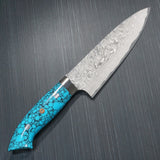 Saji Takeshi SG2 Super Gold 2 Damascus Petty Knife 150mm Blue Turquoise