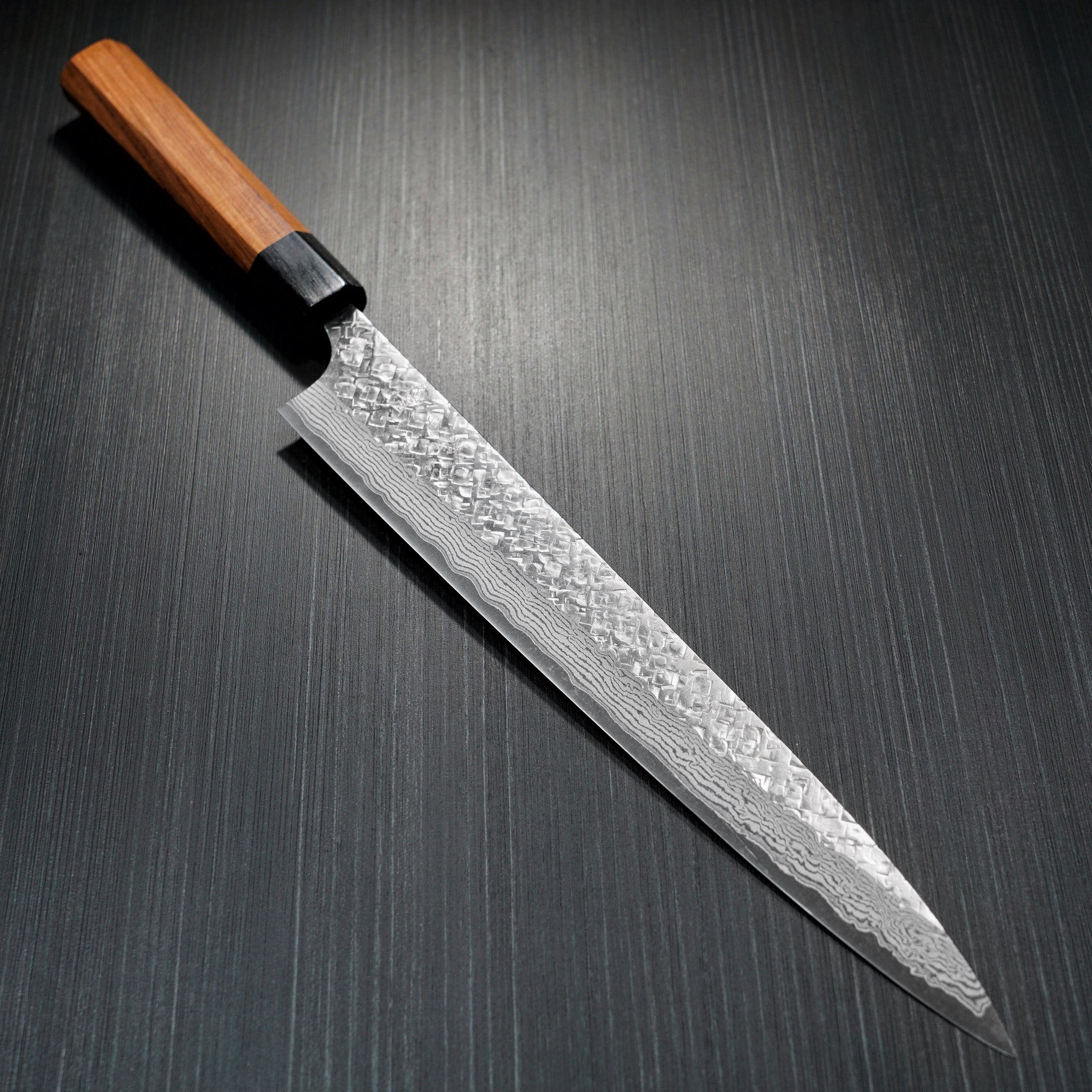 Kato VG10 Hammered Damascus Sujihiki Knife 270mm Honduras Rosewood