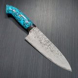 Saji Takeshi SG2 Super Gold 2 Damascus Petty Knife 150mm Blue Turquoise