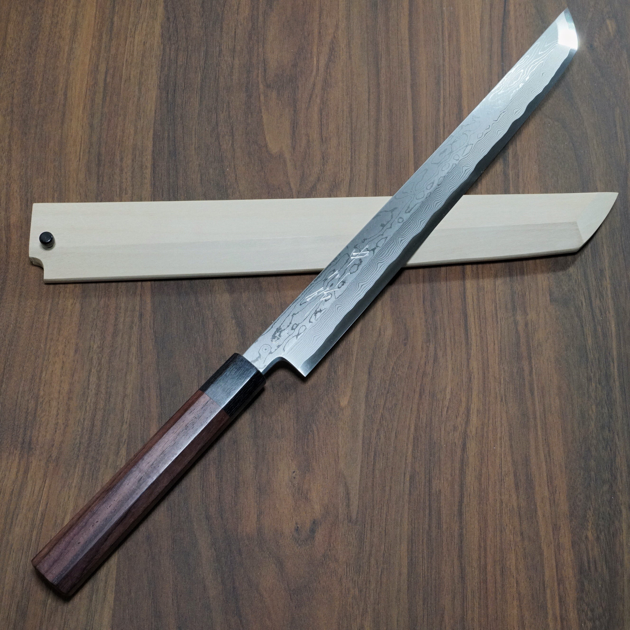 Nakagawa Blue #1 Damascus Sakimaru Takohiki Knife 300mm