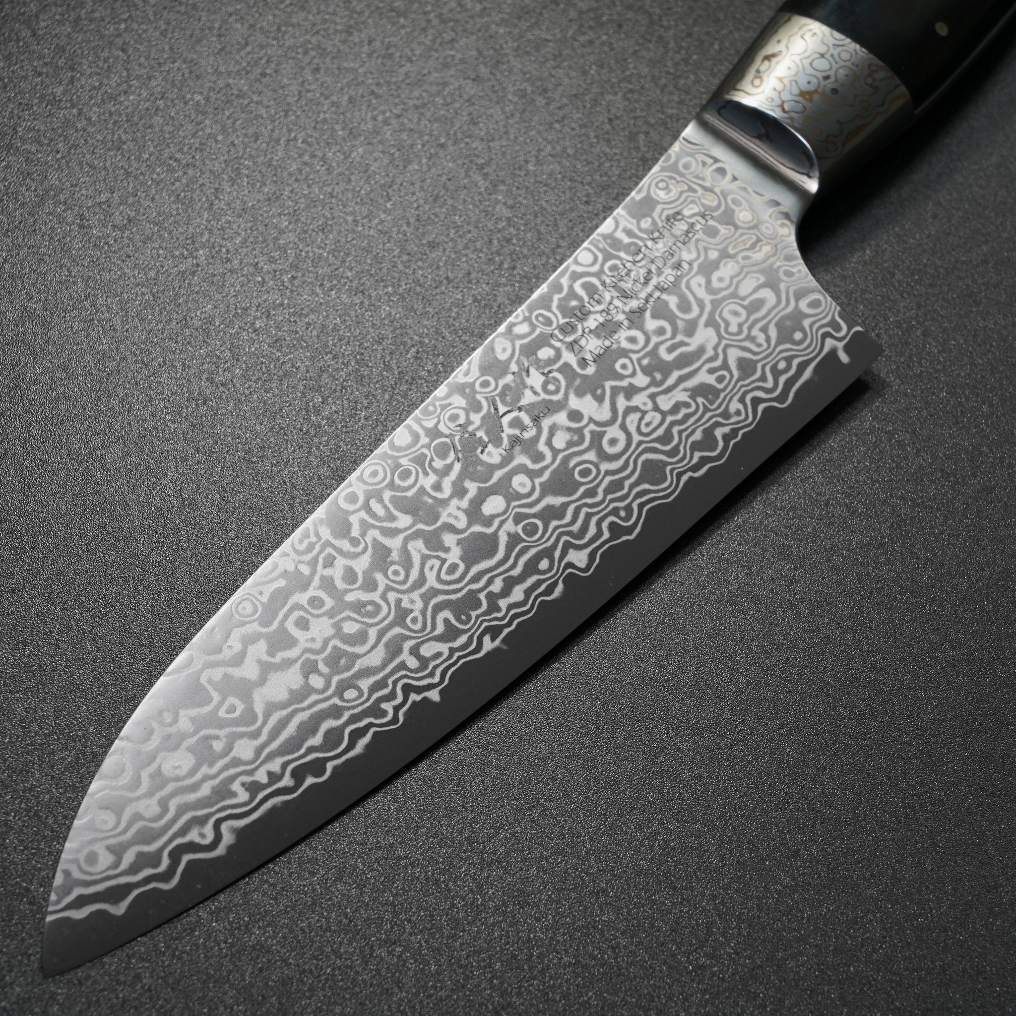 Kajin ZDP189 Damascus Water Buffalo Custom Santoku Knife – Bay 