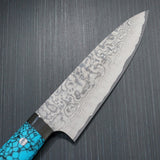 Saji Takeshi SG2 Super Gold 2 Damascus Petty Knife 150mm Blue Turquoise