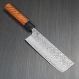 Kato VG10 Hammered Damascus Nakiri Knife Honduras Rosewood
