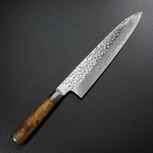 Saji Takeshi Hammered SG2 Super Gold 2 Gyuto Chef Knife 240mm Burma Padouk Burl